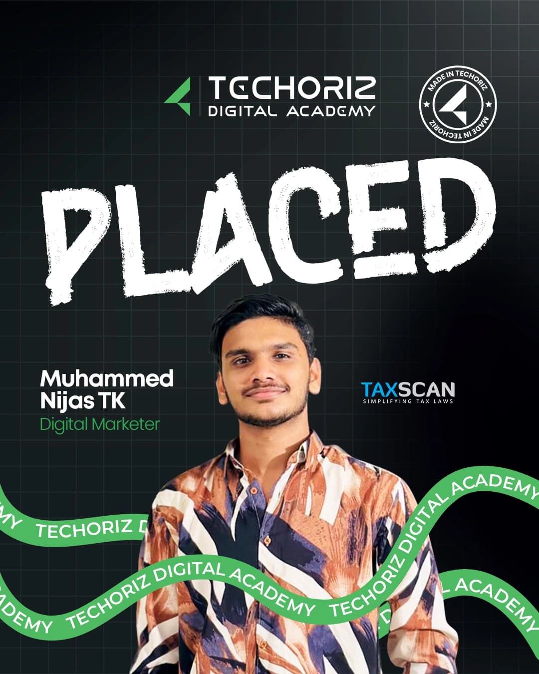 Techoriz student placed in digital marketing