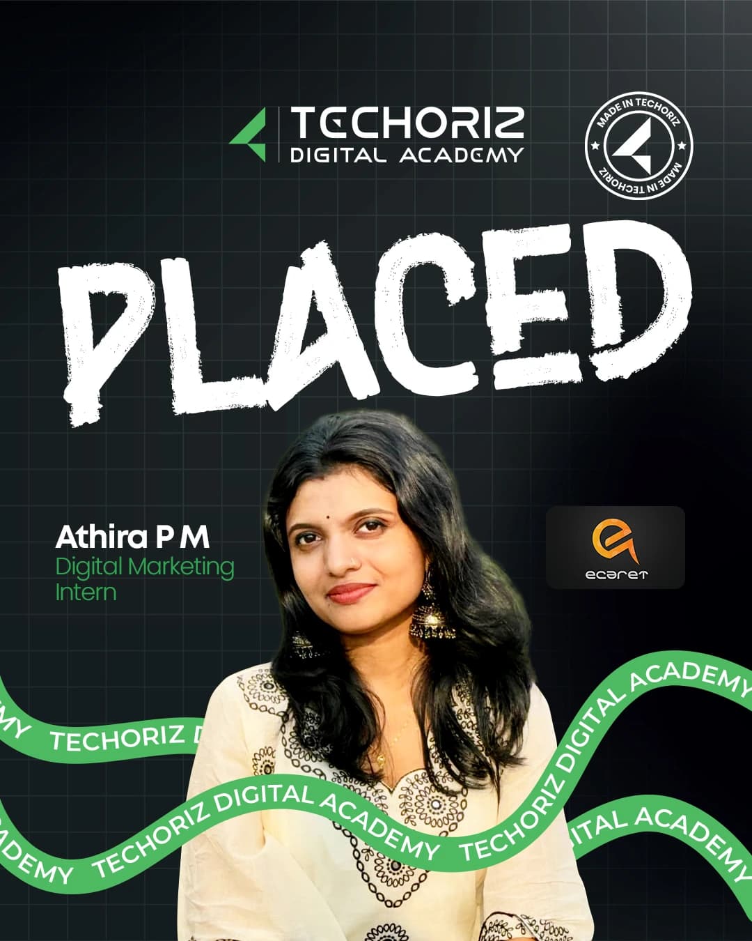 Techoriz student placed in digital marketing