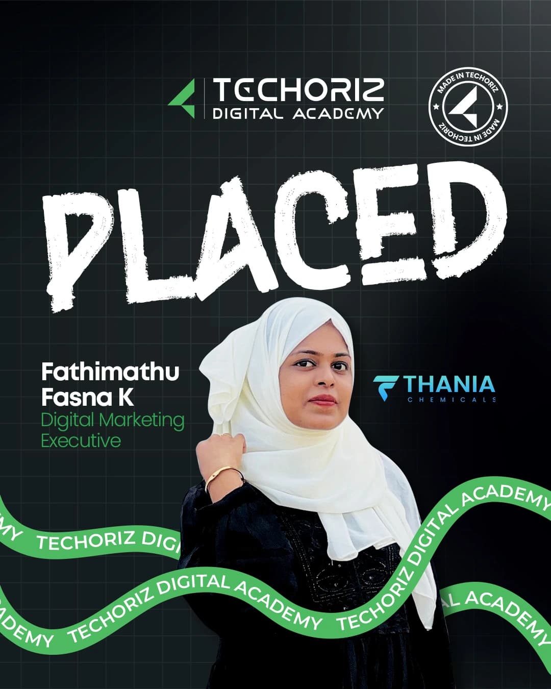 Techoriz student placed in digital marketing
