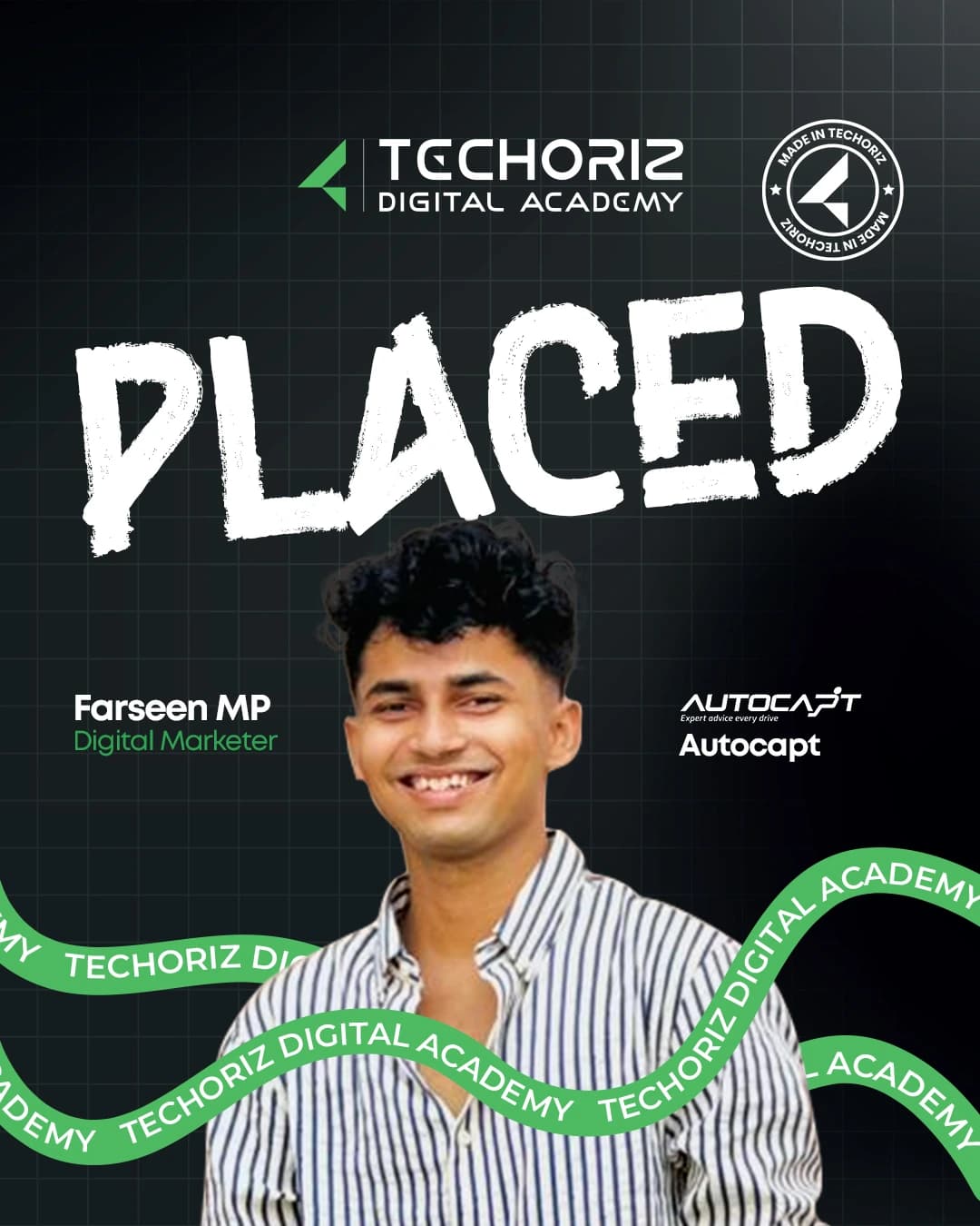Techoriz student placed in digital marketing