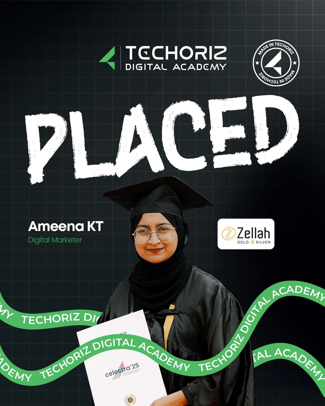 Techoriz student placed in digital marketing