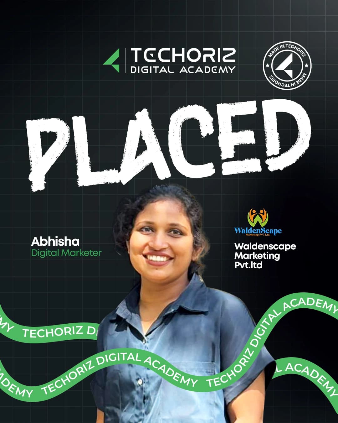 Techoriz student placed in digital marketing