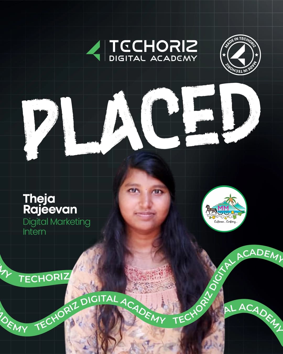 Techoriz student placed in digital marketing