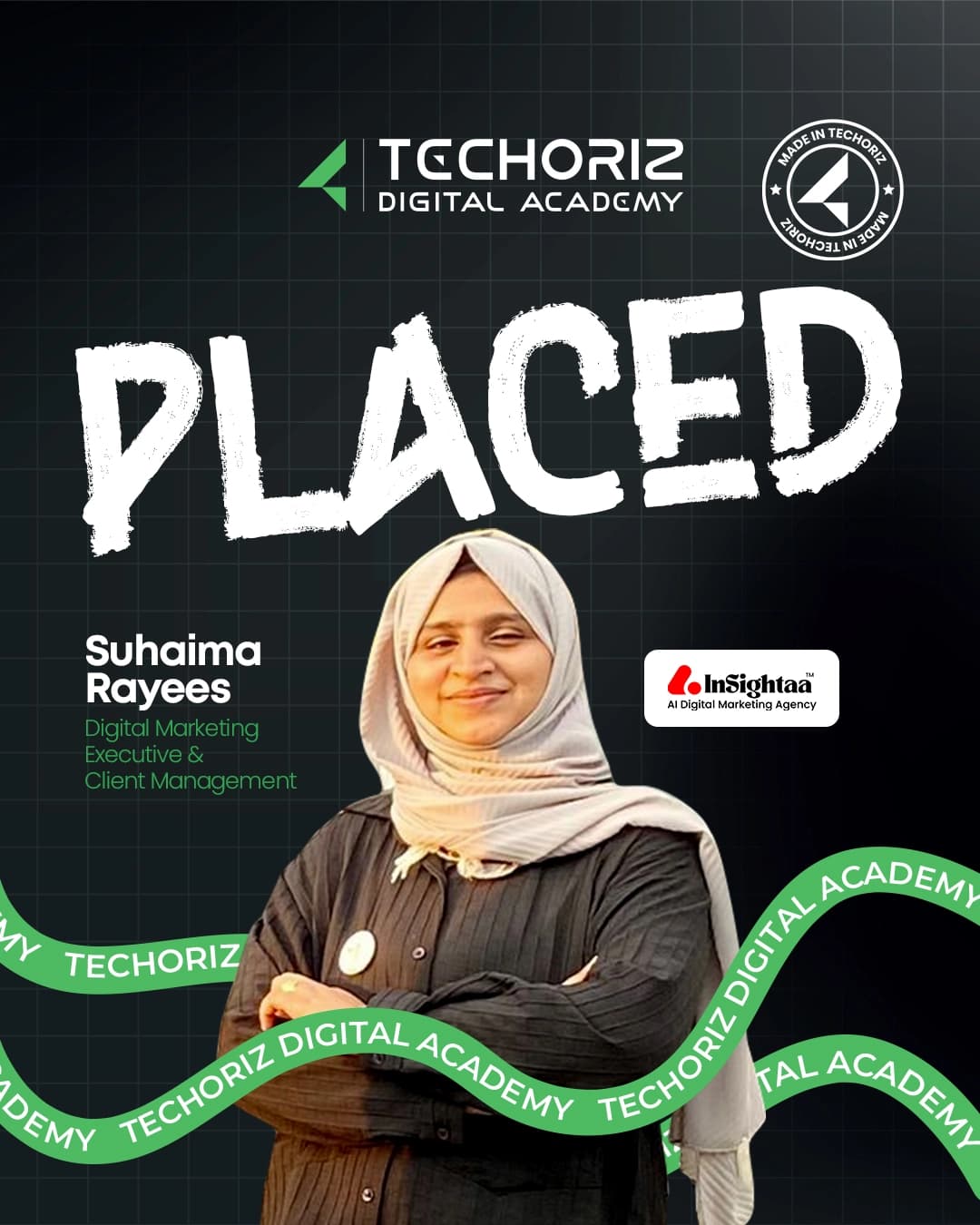 Techoriz student placed in digital marketing