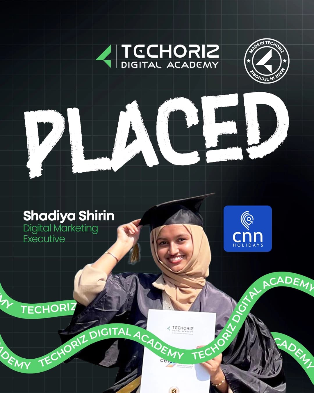 Techoriz student placed in digital marketing