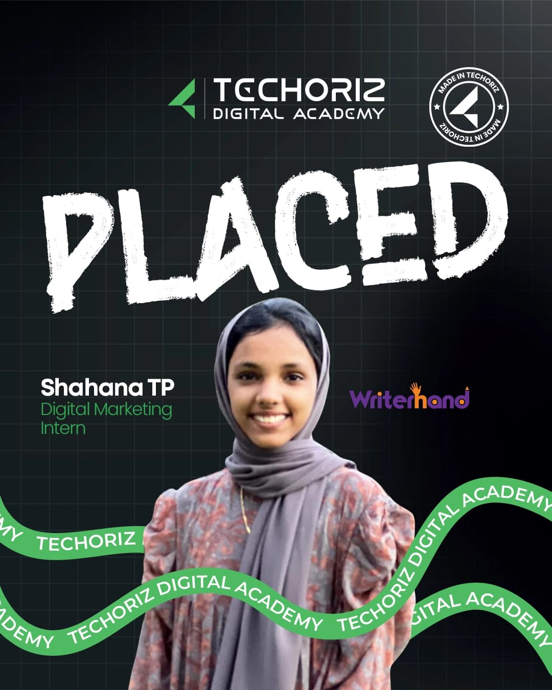 Techoriz student placed in digital marketing