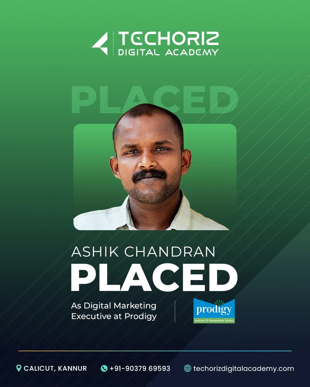 Techoriz student placed in digital marketing