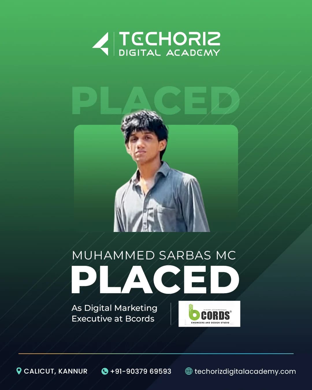 Techoriz student placed in digital marketing