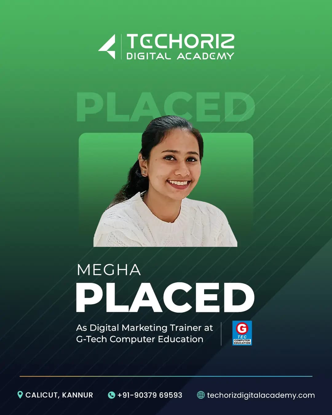 Techoriz student placed in digital marketing