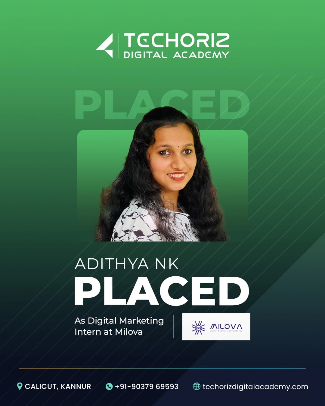 Techoriz student placed in digital marketing