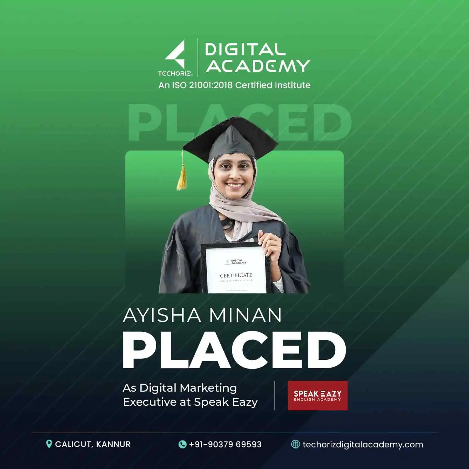 Techoriz student placed in digital marketing