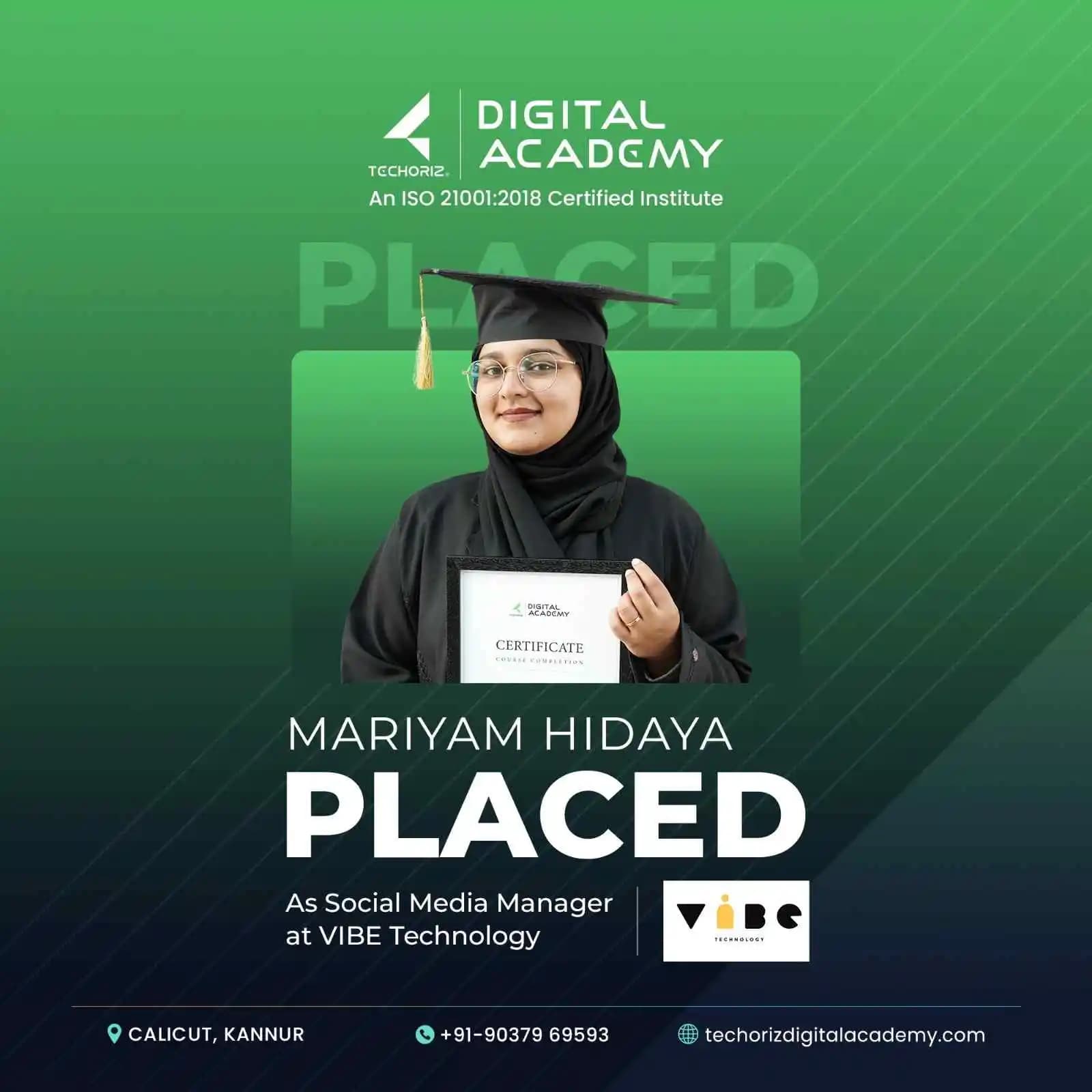 Techoriz student placed in digital marketing
