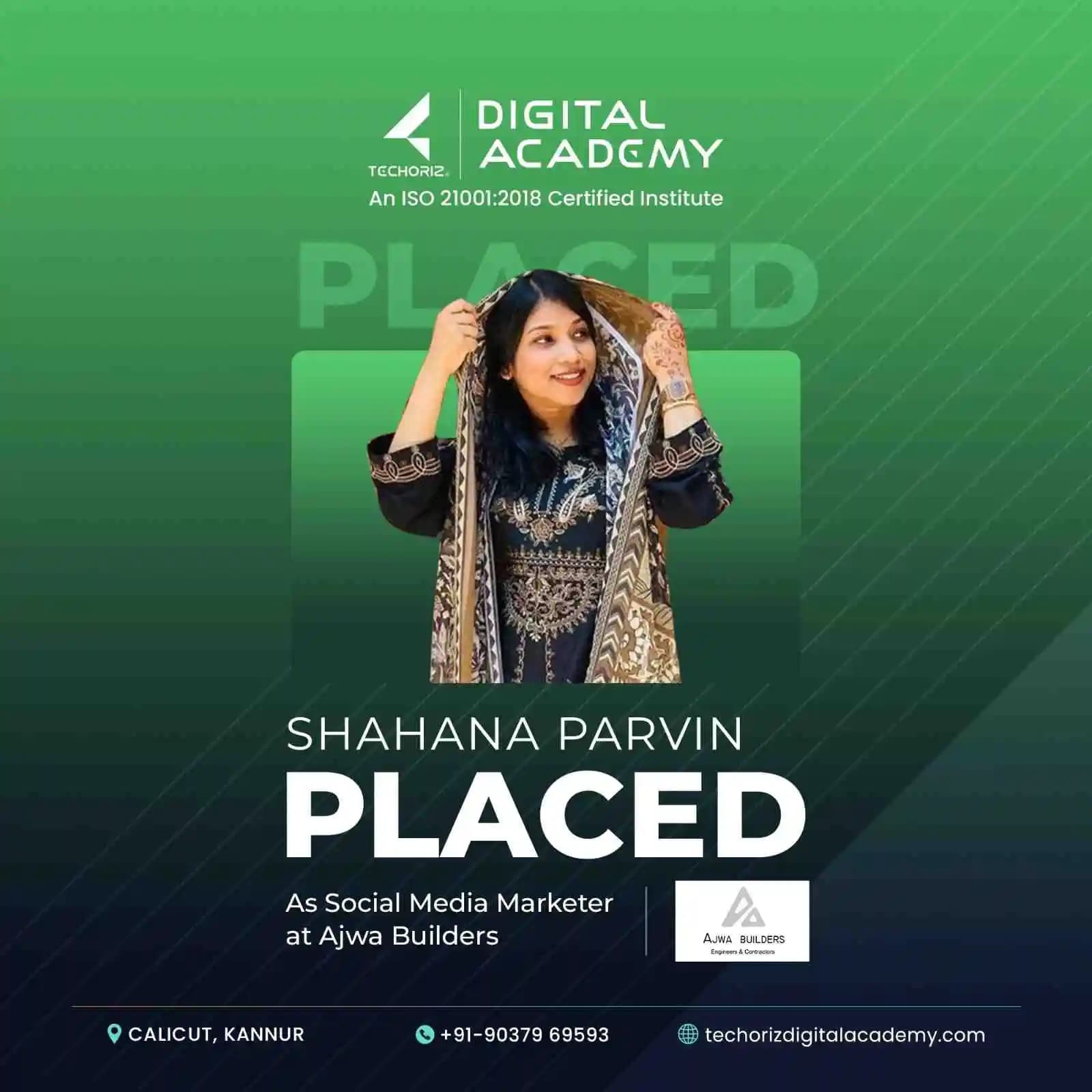 Techoriz student placed in digital marketing
