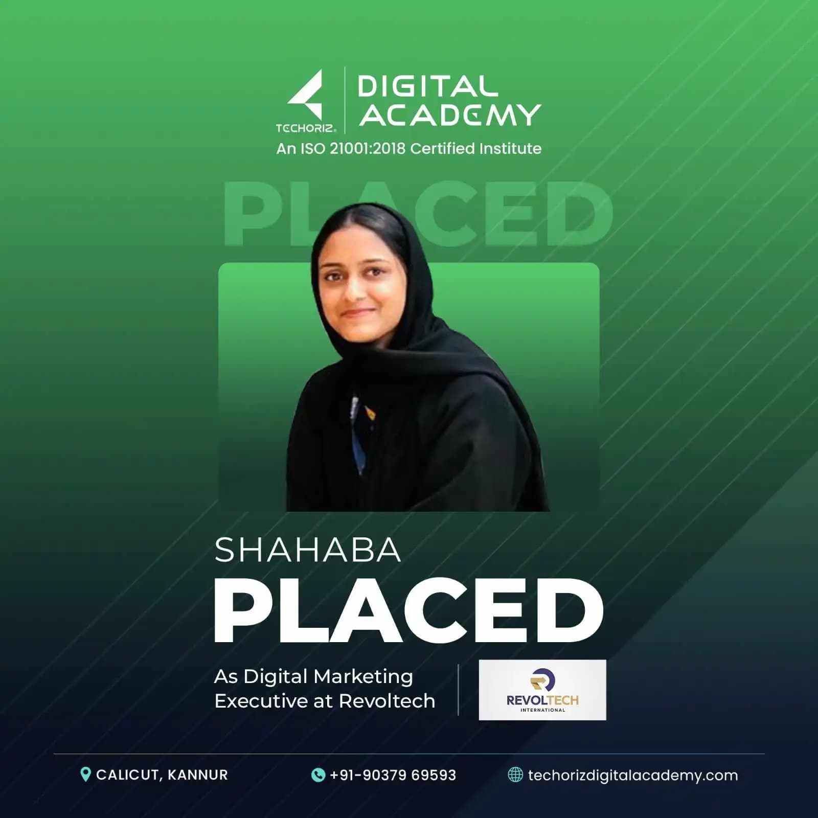 Techoriz student placed in digital marketing