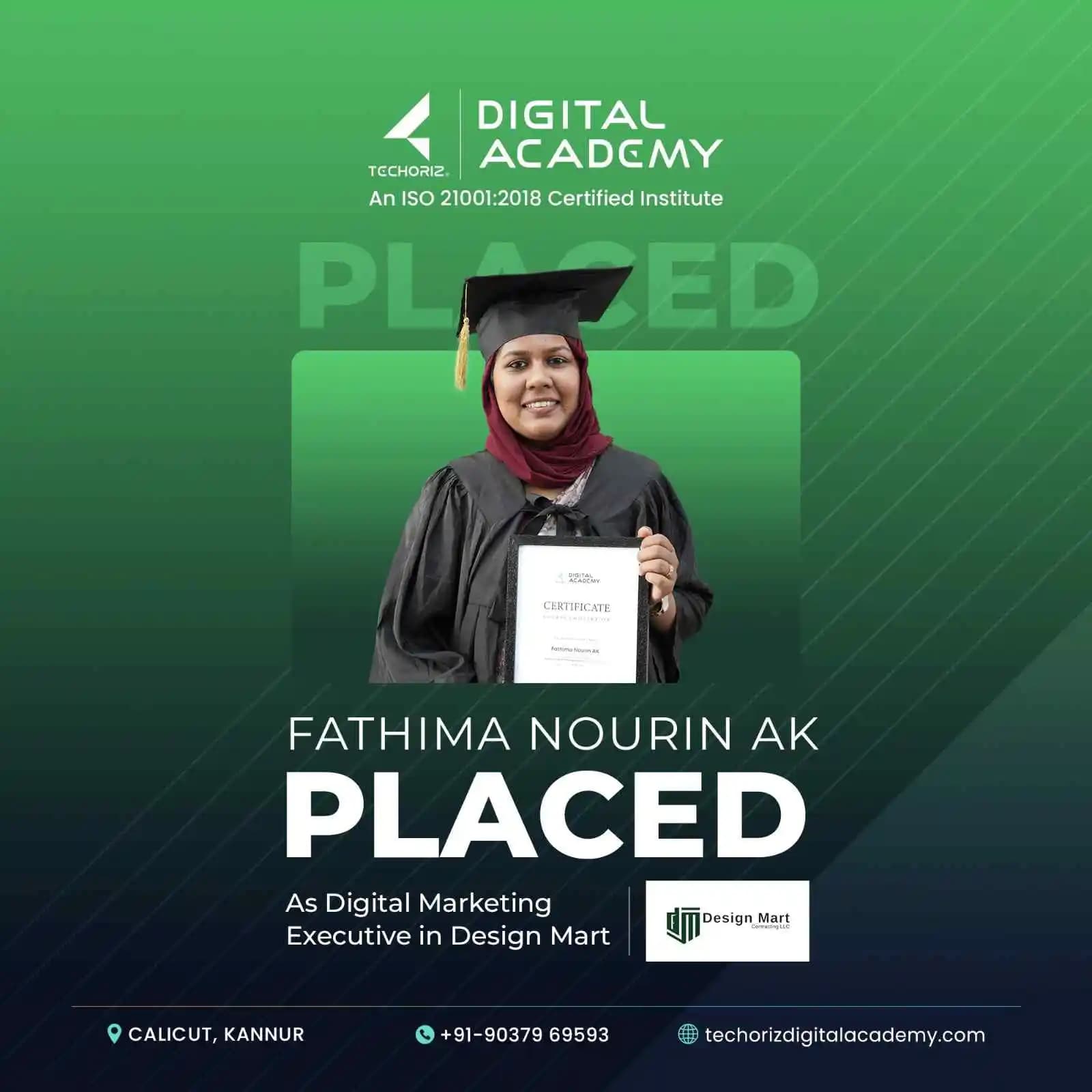 Techoriz student placed in digital marketing