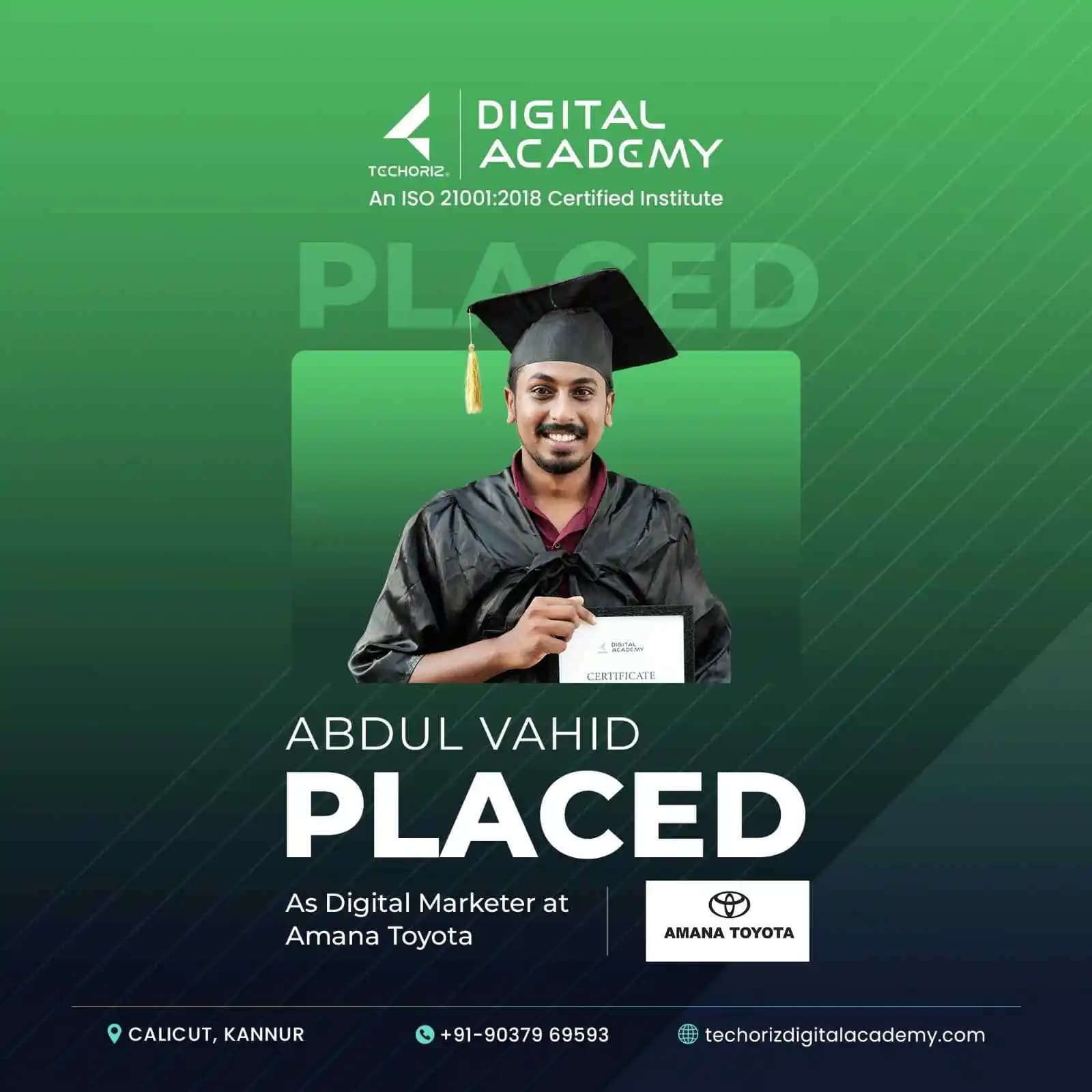 Techoriz student placed in digital marketing
