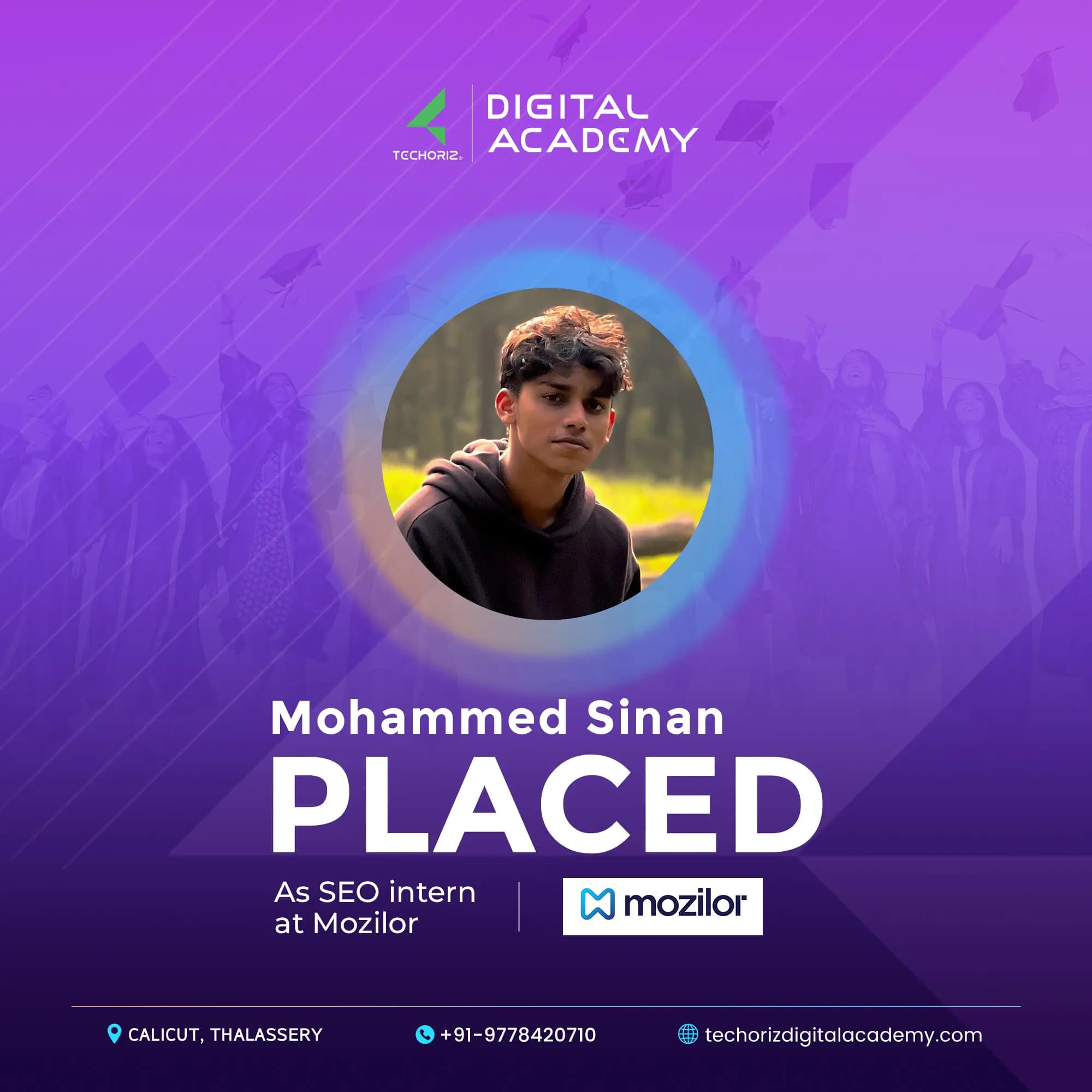 Techoriz student placed in digital marketing
