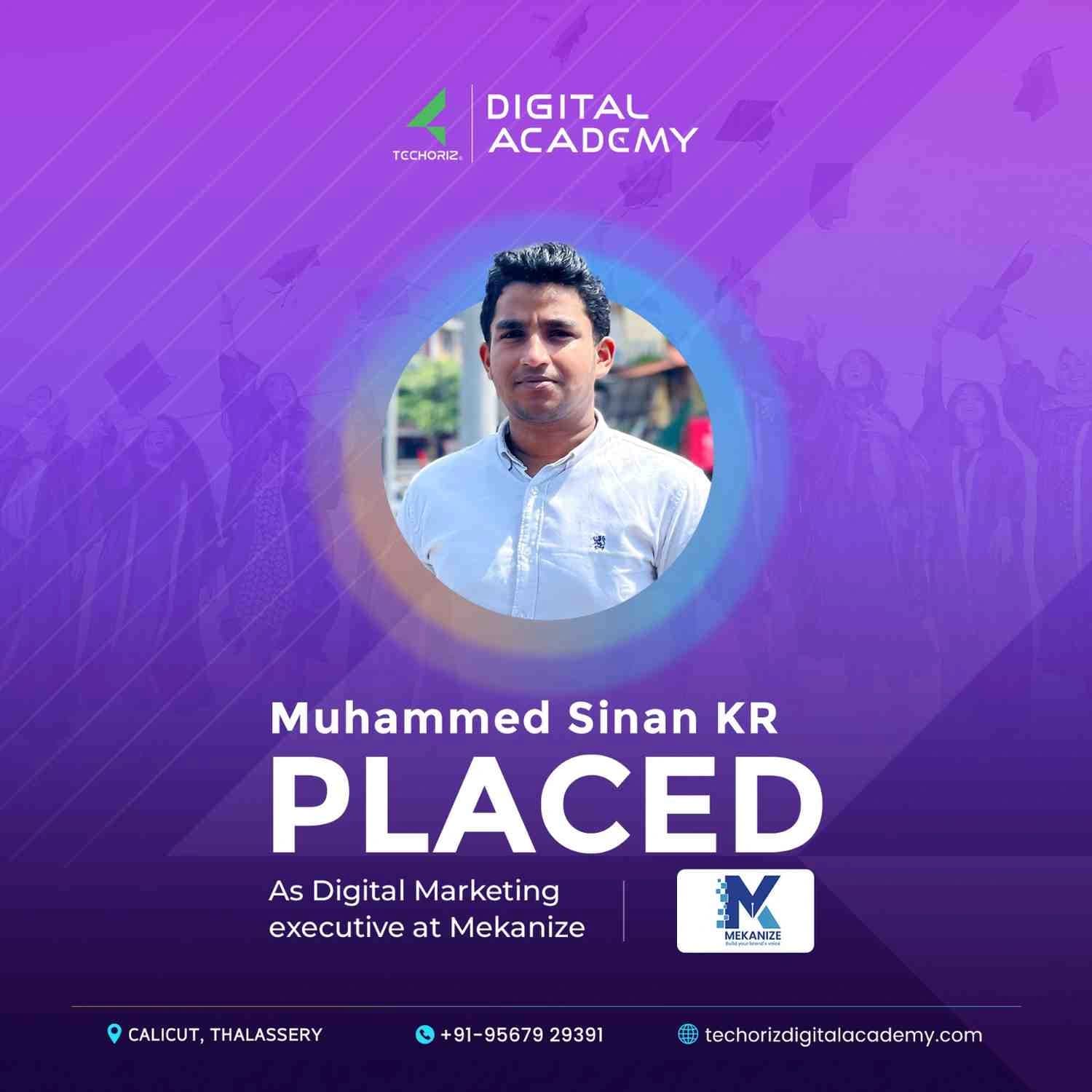 Techoriz student placed in digital marketing