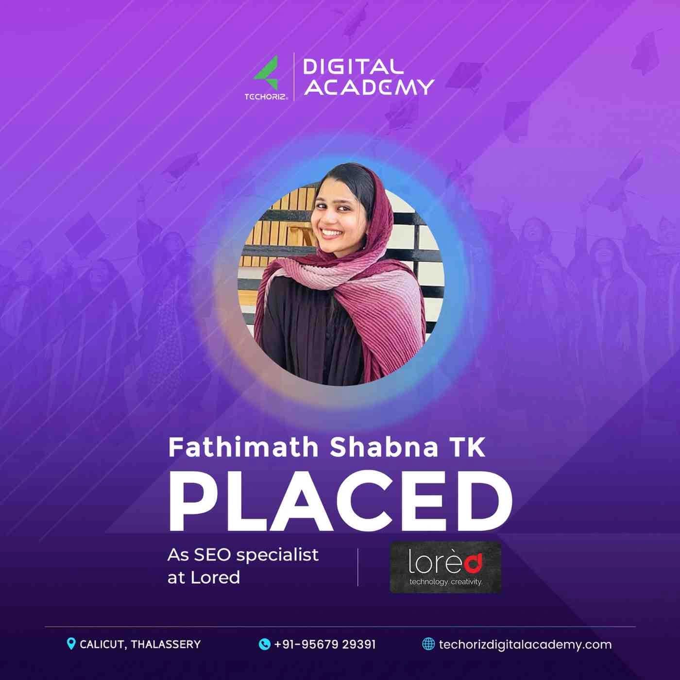 Techoriz student placed in digital marketing