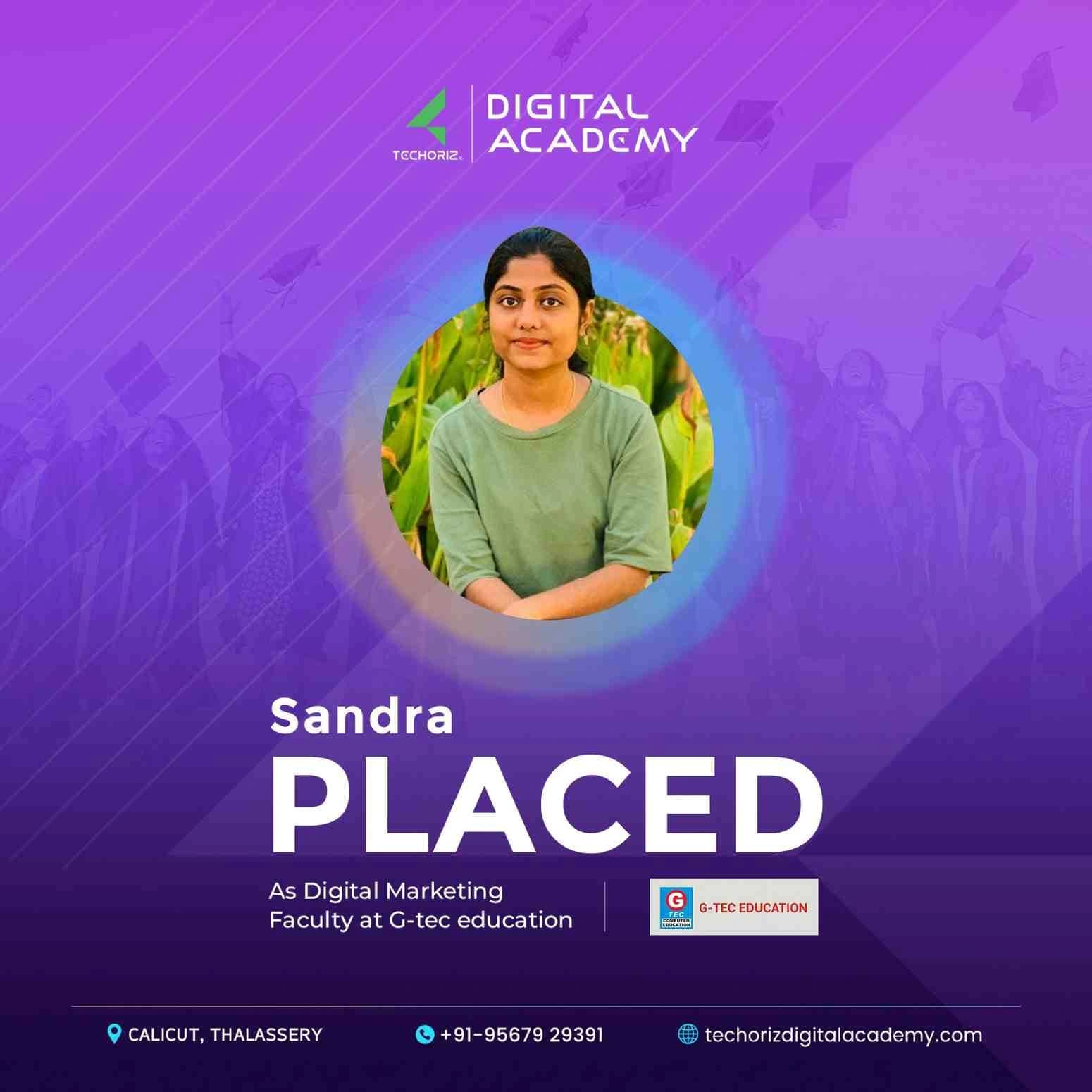 Techoriz student placed in digital marketing