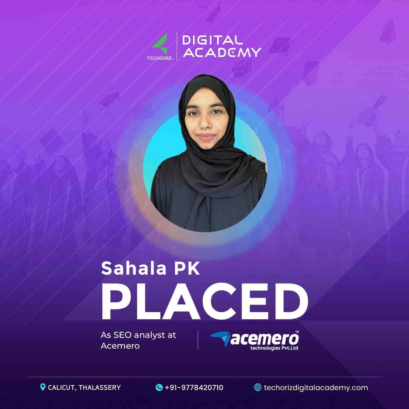 Techoriz student placed in digital marketing