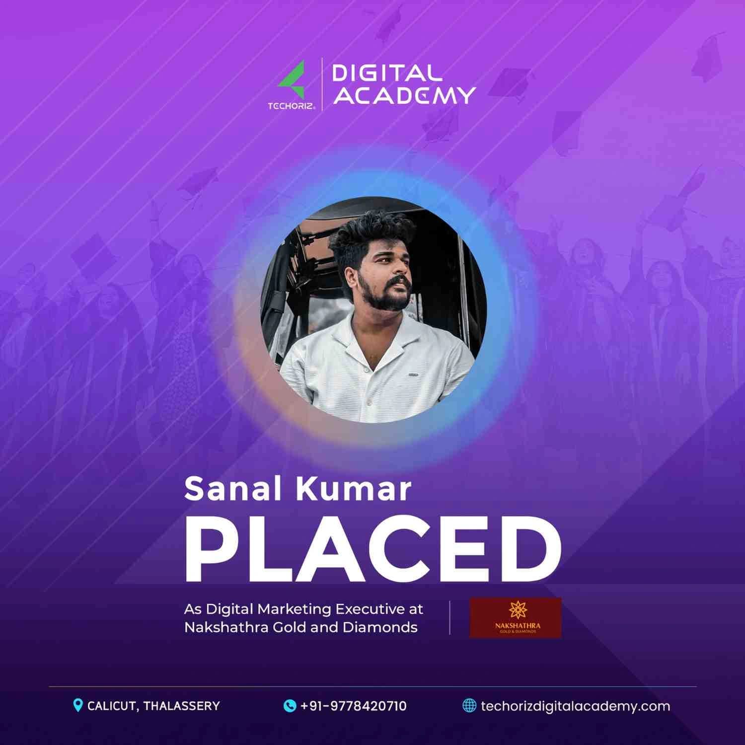 Techoriz student placed in digital marketing