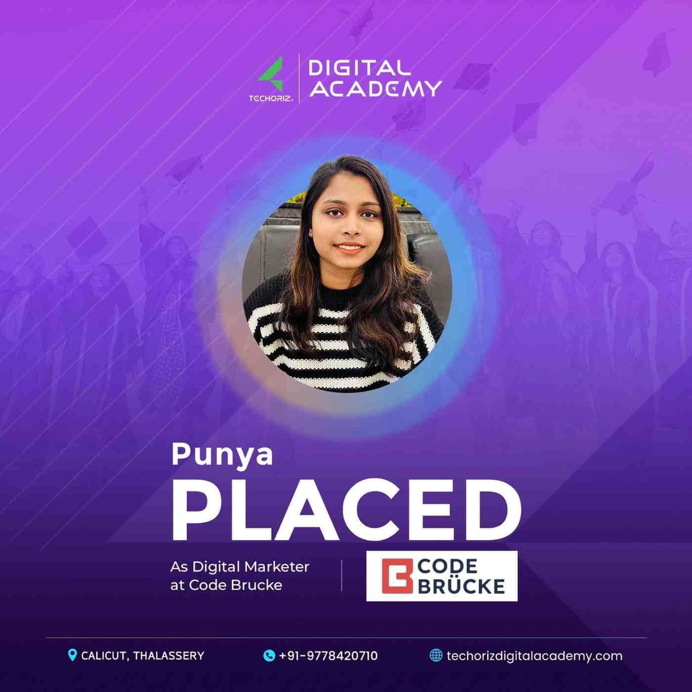 Techoriz student placed in digital marketing
