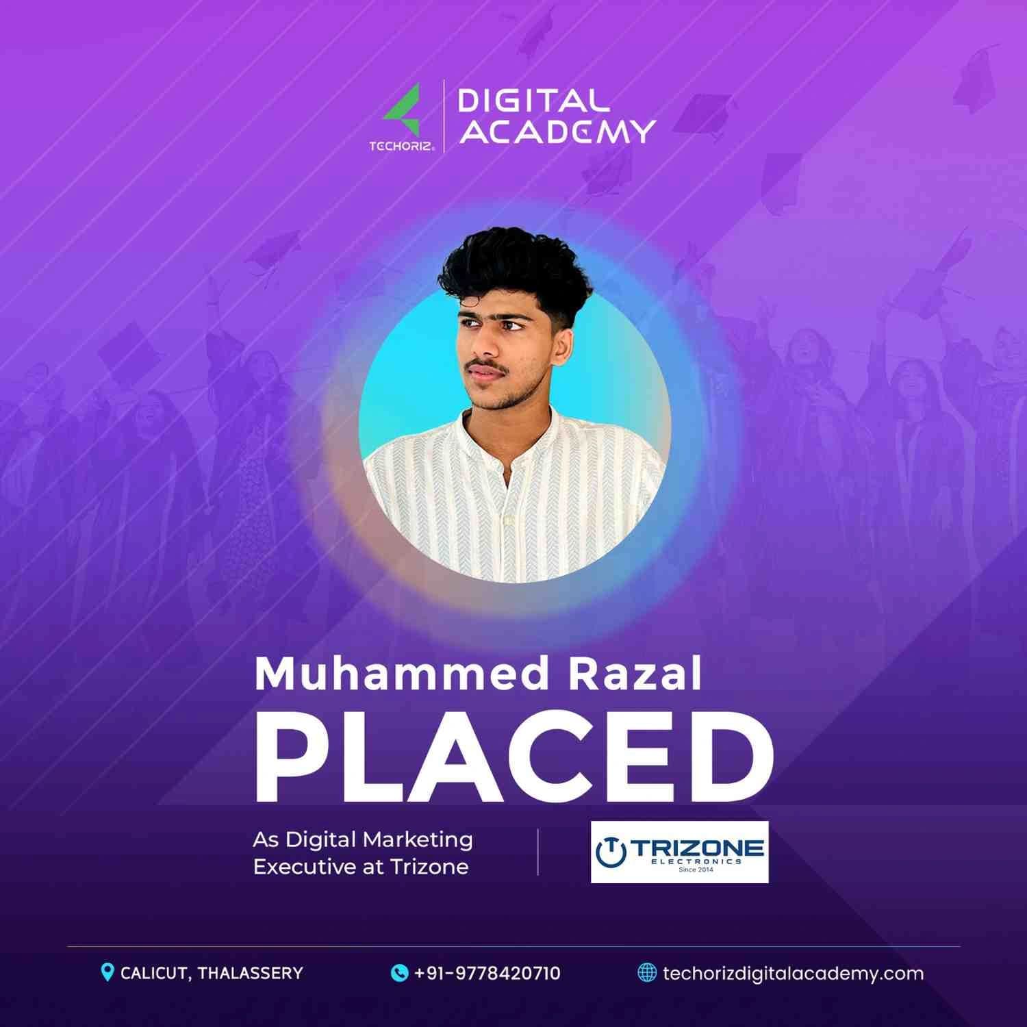 Techoriz student placed in digital marketing