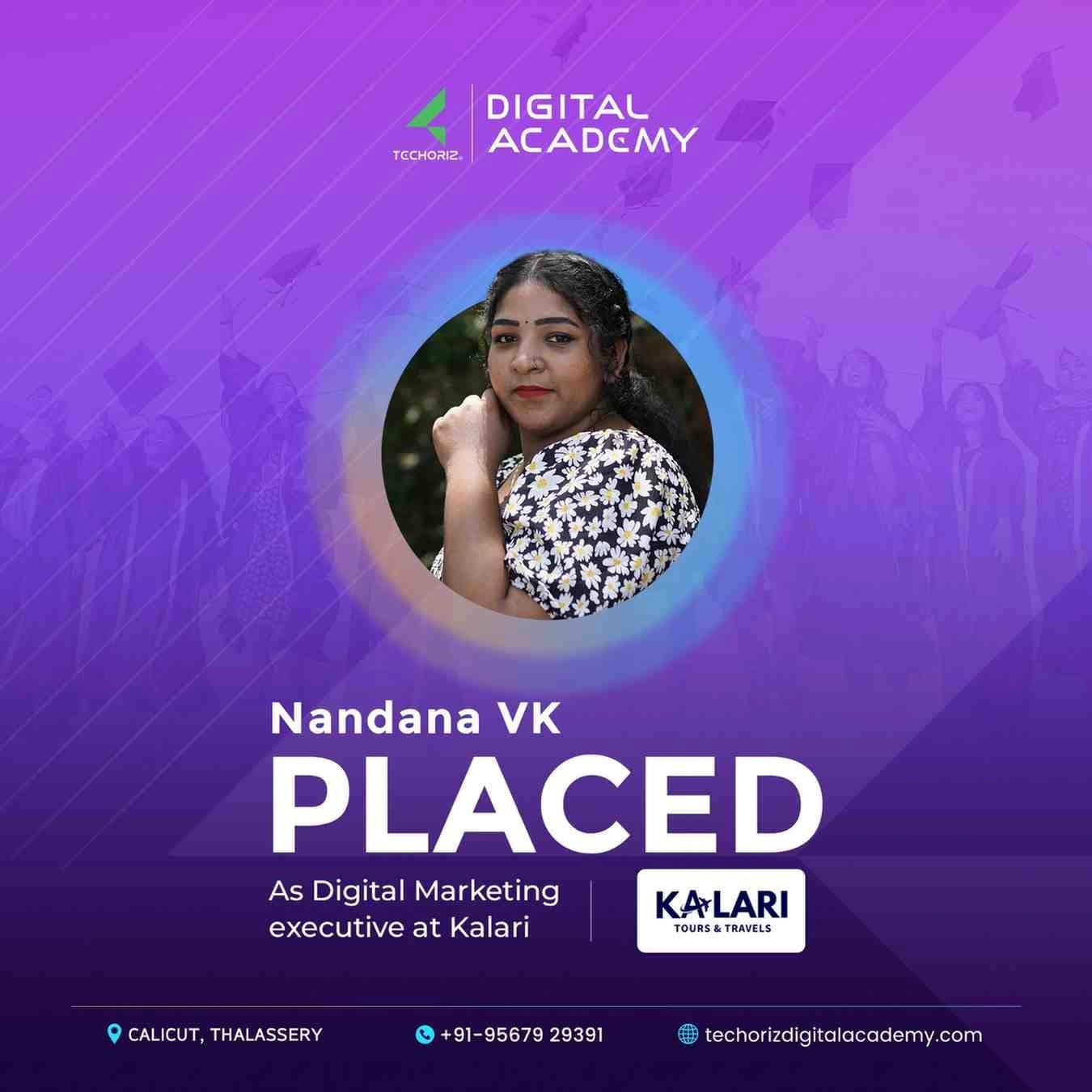 Techoriz student placed in digital marketing