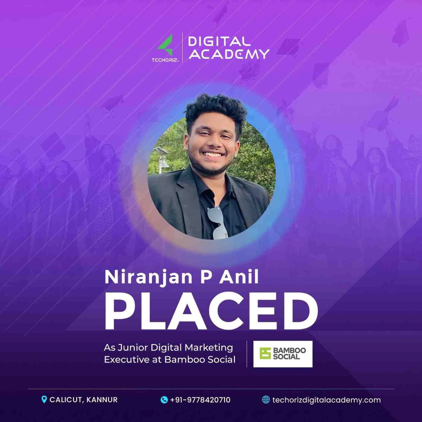 Techoriz student placed in digital marketing