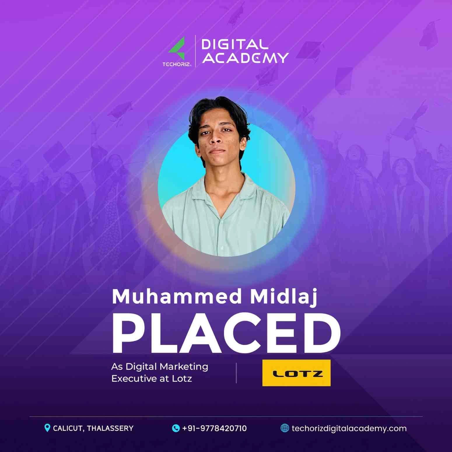 Techoriz student placed in digital marketing