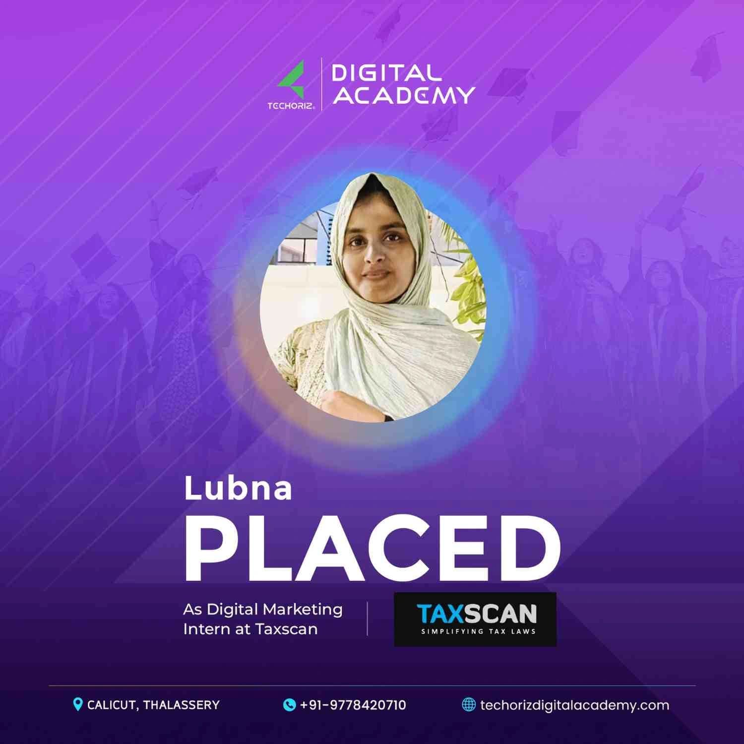 Techoriz student placed in digital marketing