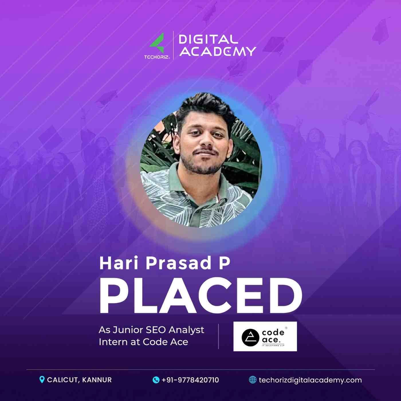 Techoriz student placed in digital marketing