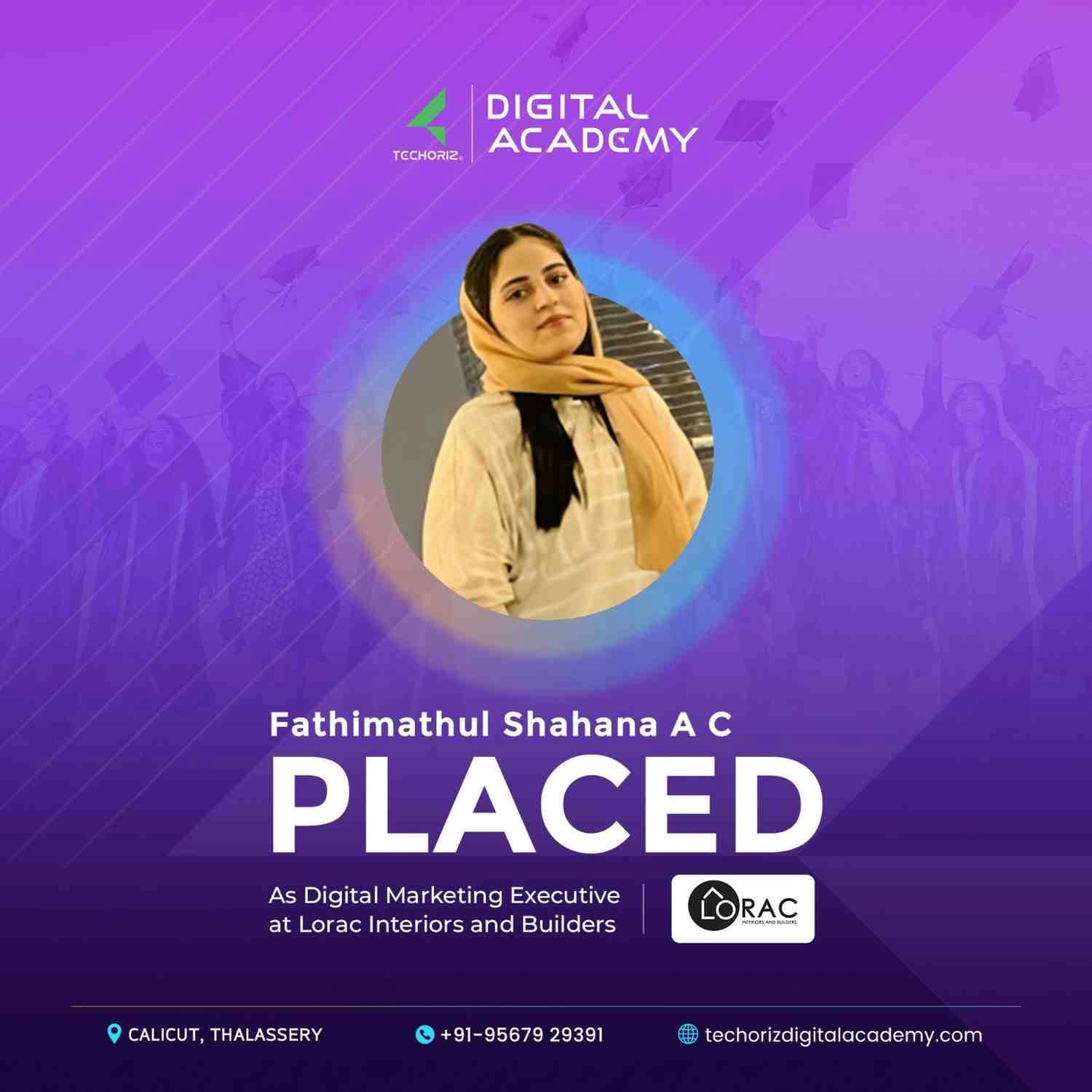 Techoriz student placed in digital marketing