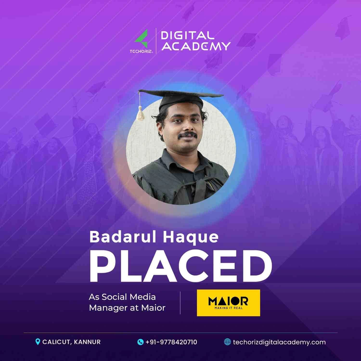 Techoriz student placed in digital marketing