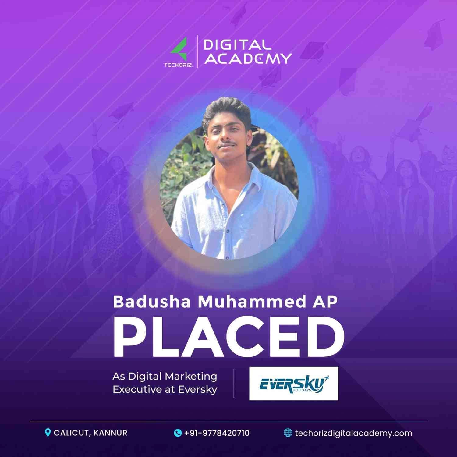 Techoriz student placed in digital marketing
