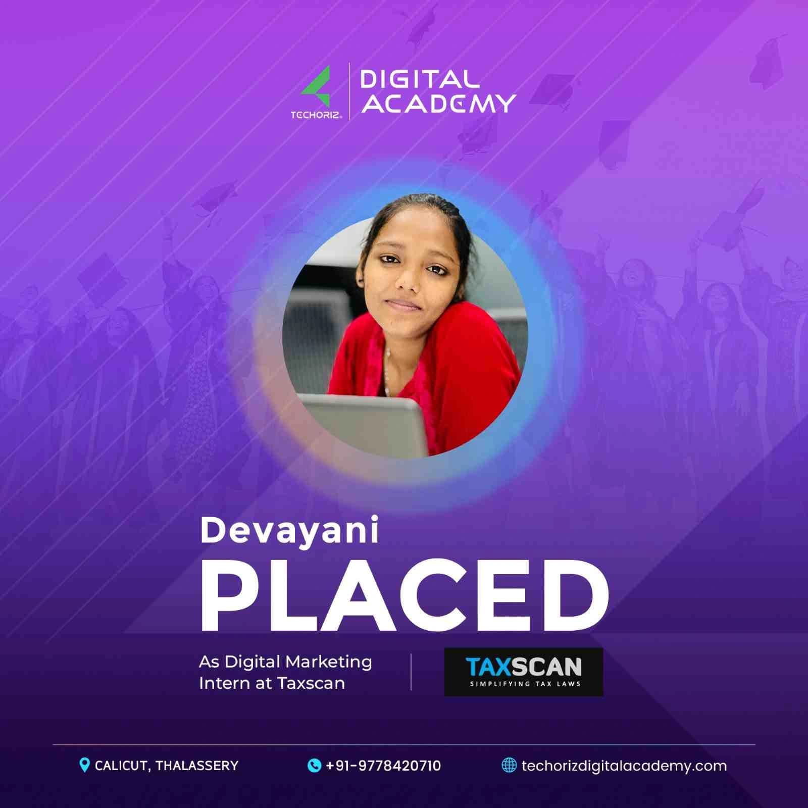 Techoriz student placed in digital marketing
