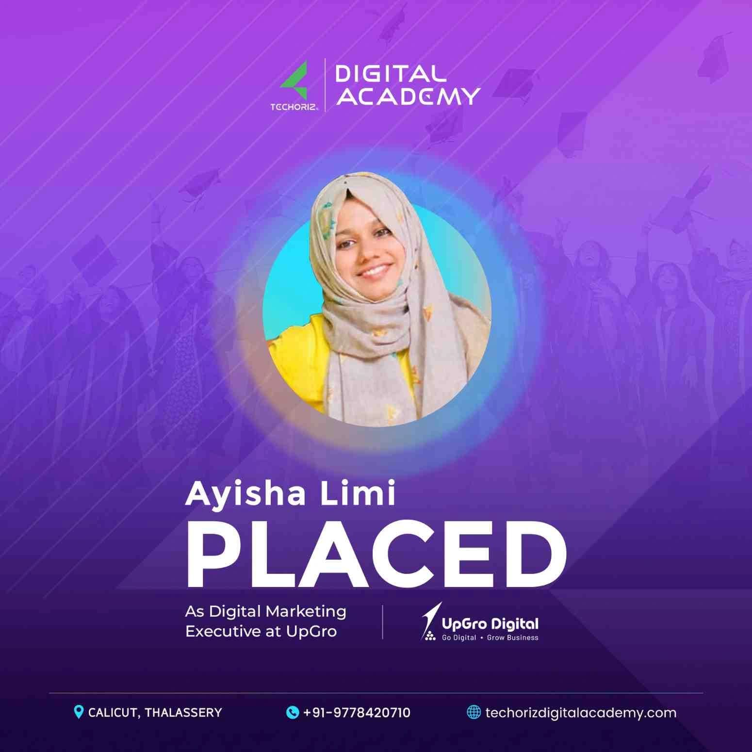 Techoriz student placed in digital marketing
