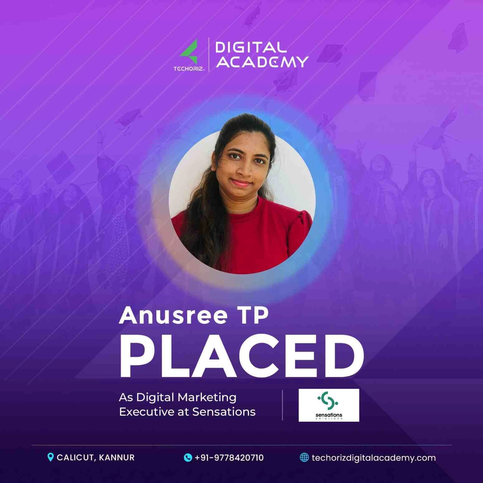 Techoriz student placed in digital marketing