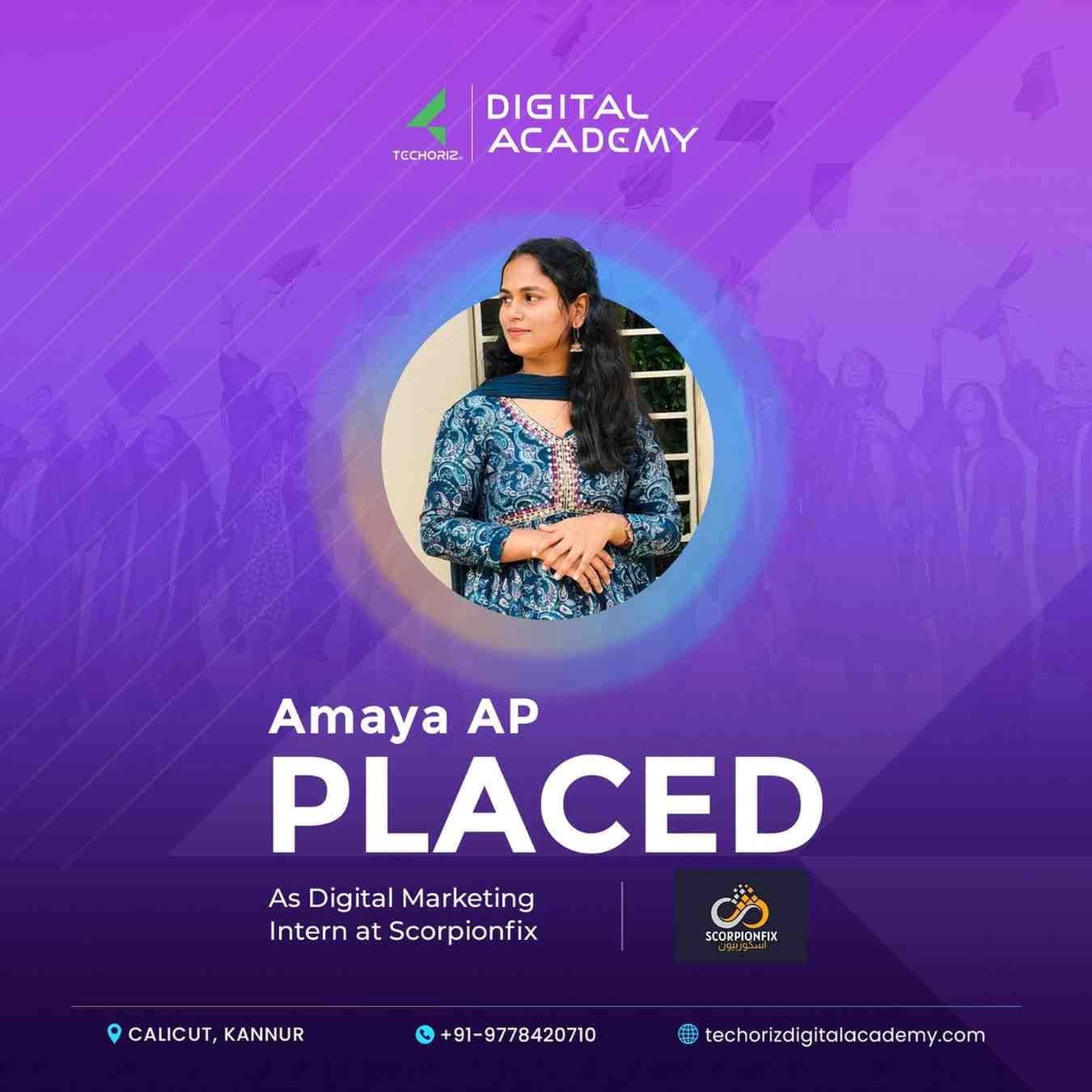 Techoriz student placed in digital marketing