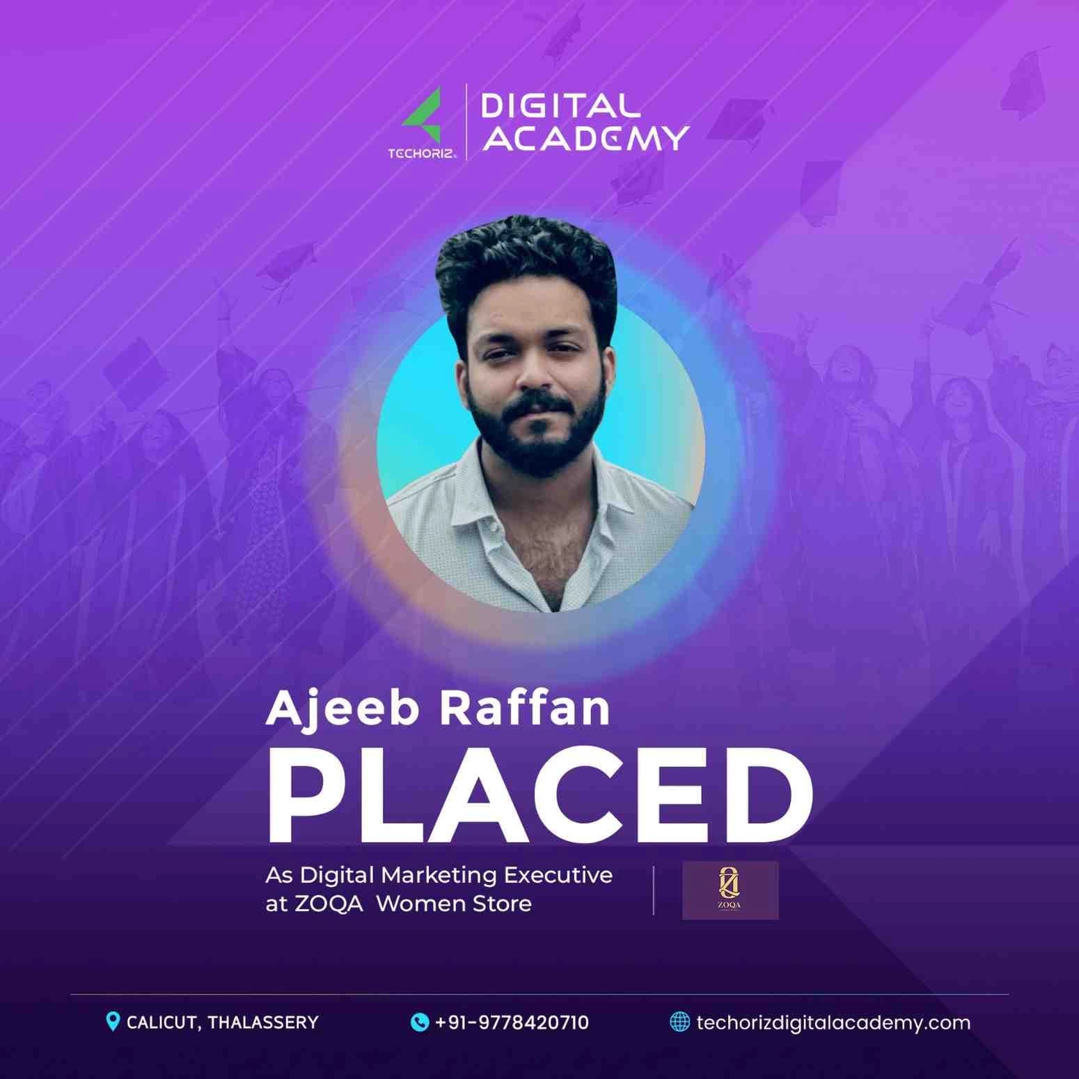 Techoriz student placed in digital marketing
