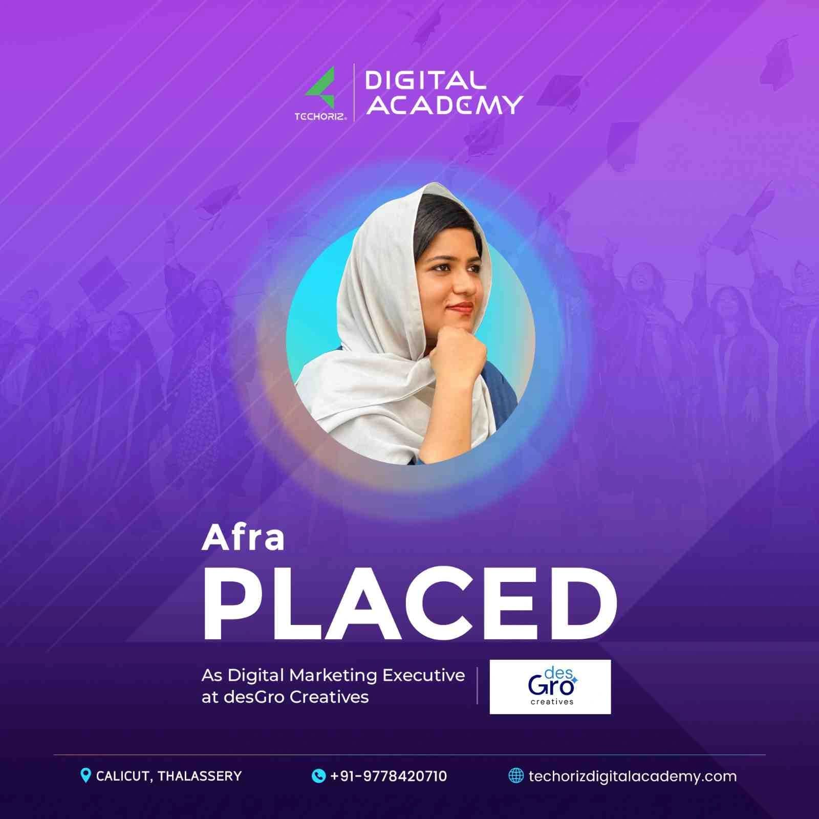 Techoriz student placed in digital marketing