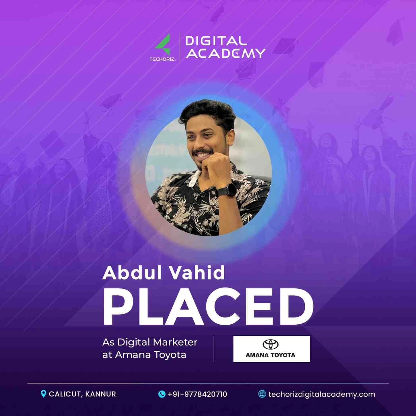 Techoriz student placed in digital marketing
