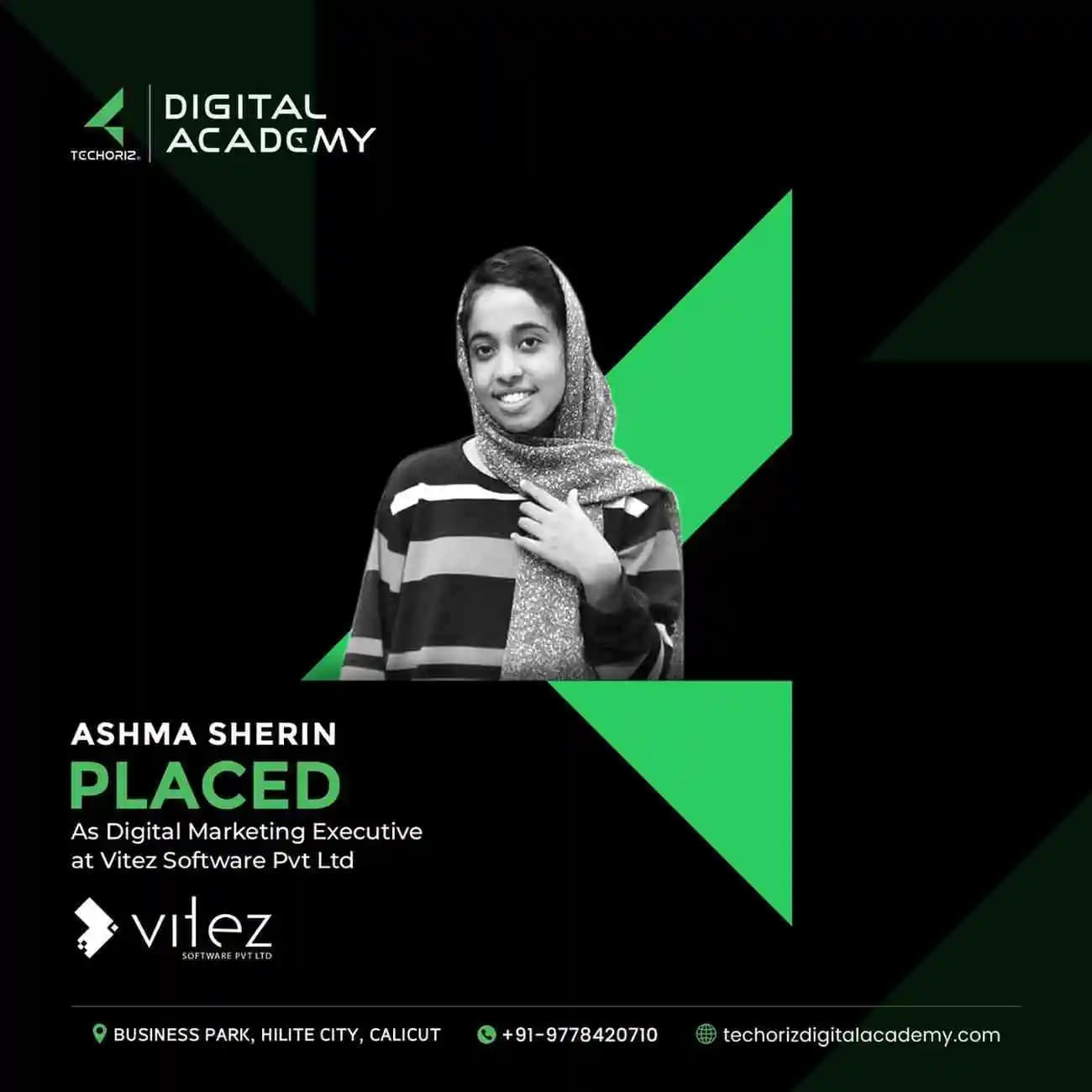 Techoriz student placed in digital marketing