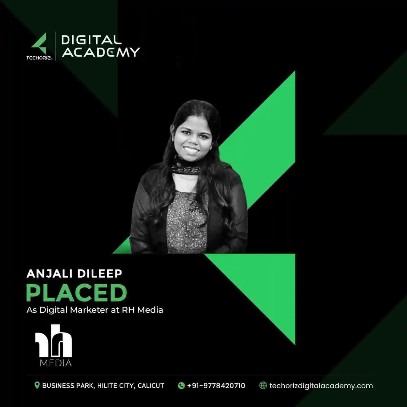 Techoriz student placed in digital marketing