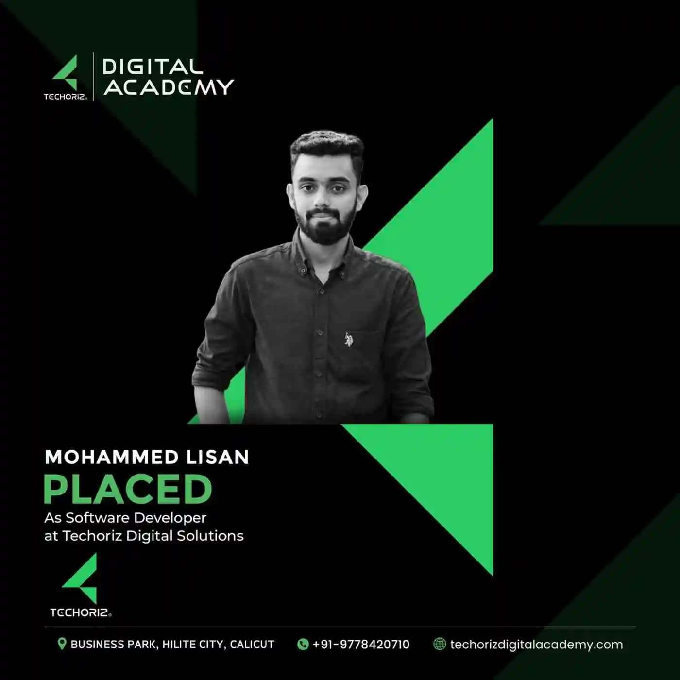 Techoriz student placed in digital marketing
