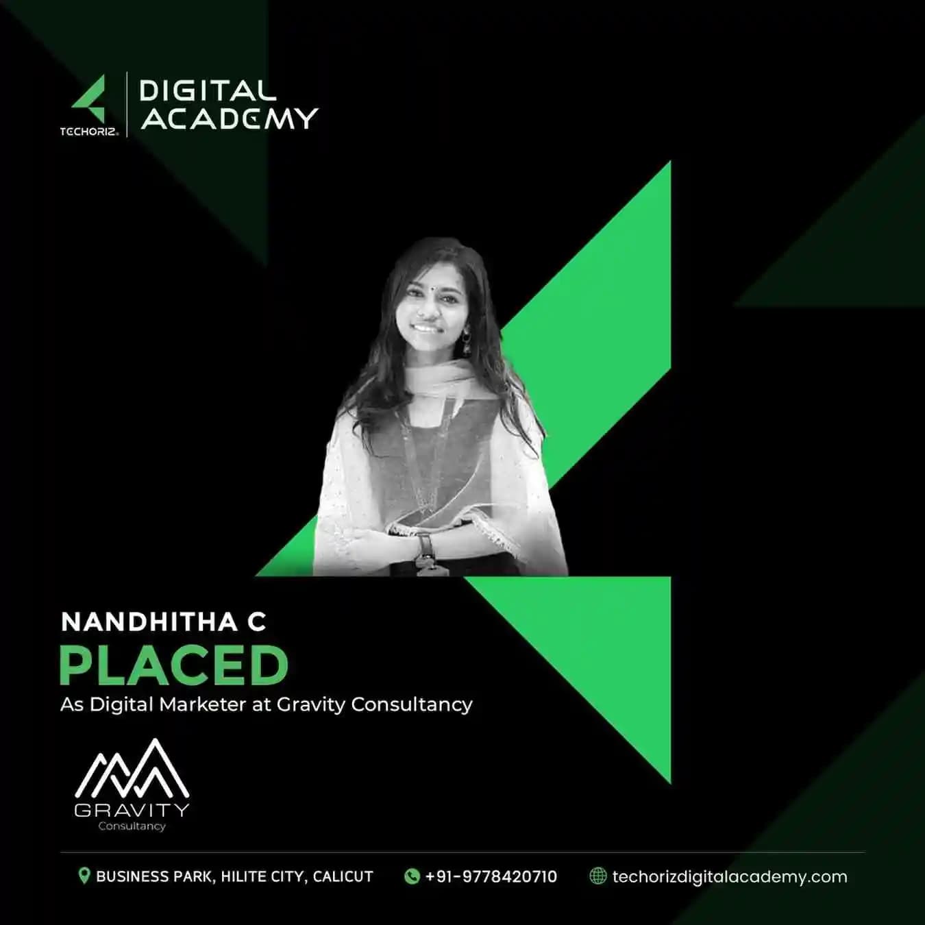 Techoriz student placed in digital marketing