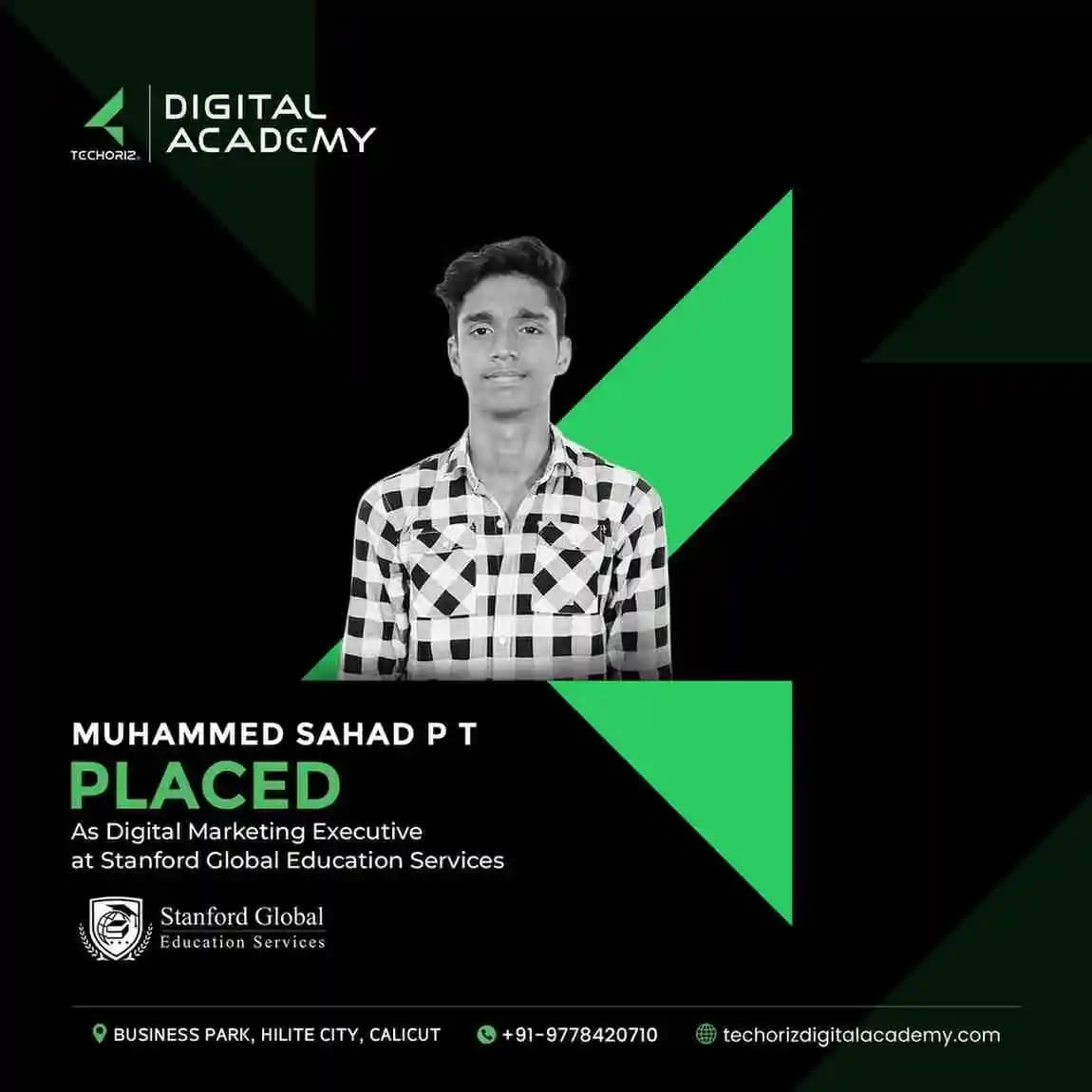 Techoriz student placed in digital marketing