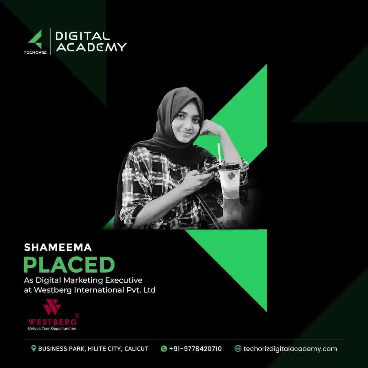 Techoriz student placed in digital marketing
