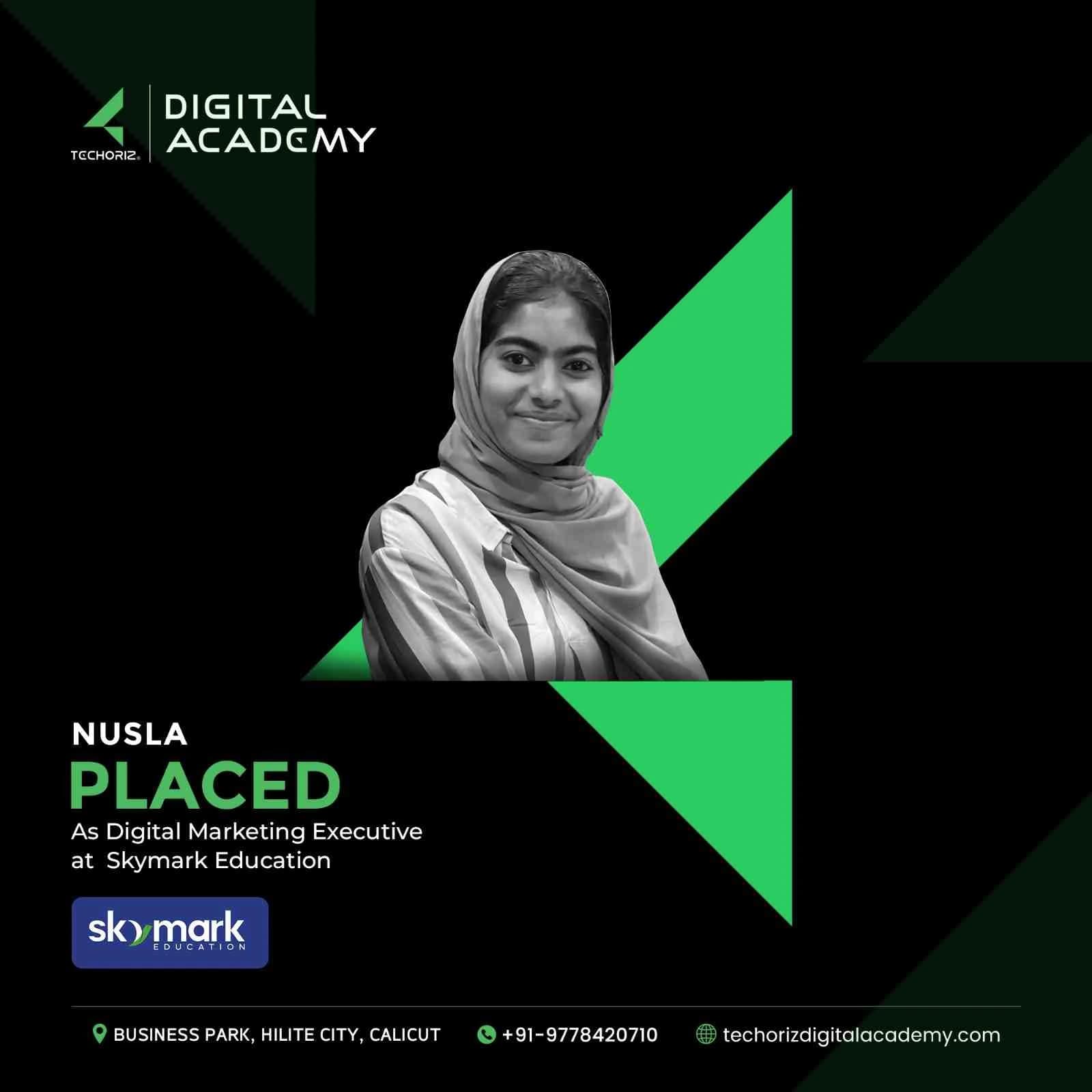 Techoriz student placed in digital marketing